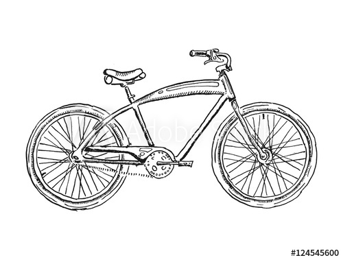 500x379 Old Bicycle Sketch Illustration - Old Bicycle Sketch