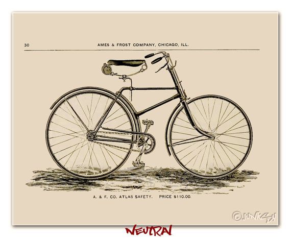 570x466 Vintage Bicycle Sketch Art Print From Antique 1893 Bike Catalog - Old Bicycle Sketch