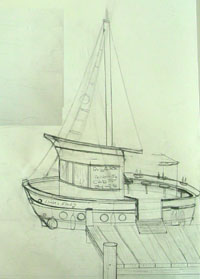 200x279 Nautical Art - Old Boat Sketch