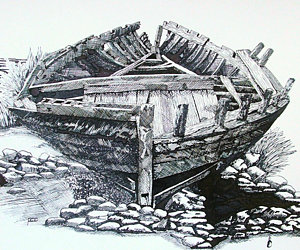 300x250 Old Boat Drawings - Old Boat Sketch