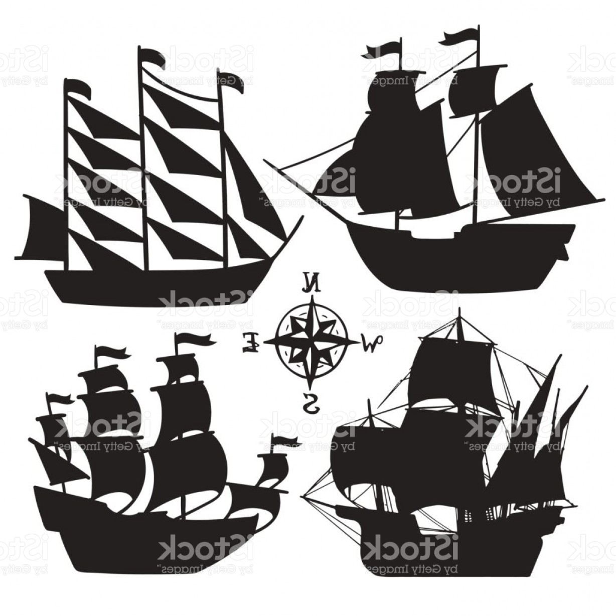 1228x1228 Set Of Simple Sketch Illustrations Old Sailboats Pirate Ships With - Old Boat Sketch