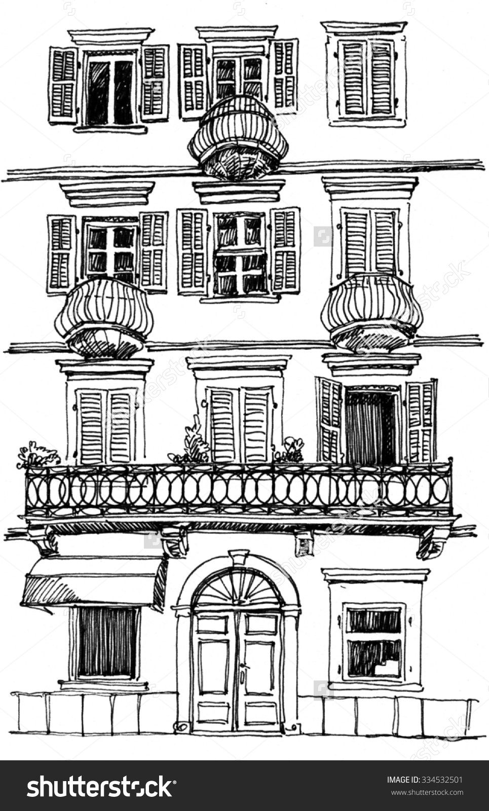 965x1600 Old Building. Sketch. Freehand Drawing. Stock Photo 334532501 - Old Building Sketch