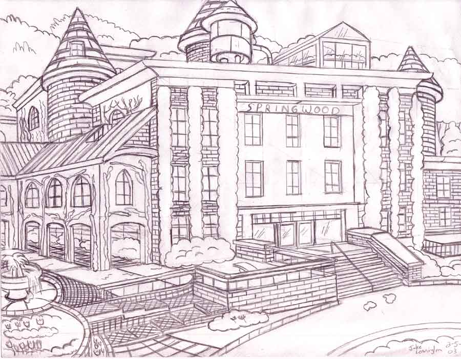 900x700 An Old Building Drawing By Simpspin - Old Building Sketch