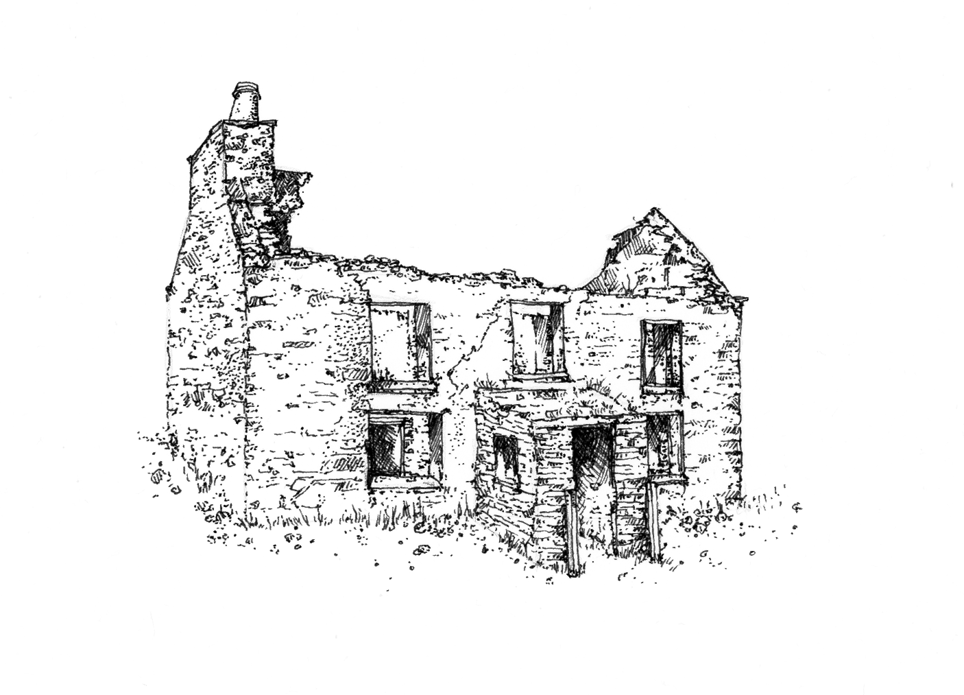 1406x1013 Old Building Sanna Dyker - Old Building Sketch