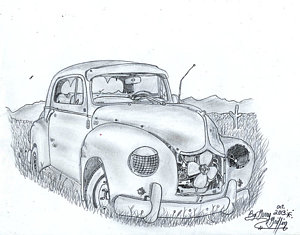 300x235 Drawing Of Old Car Pencil Drawing Drawings Fine Art America - Old Car Sketch