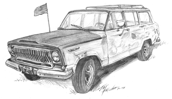 576x333 Old Jeep Sketch By Jay French Studios - Old Car Sketch