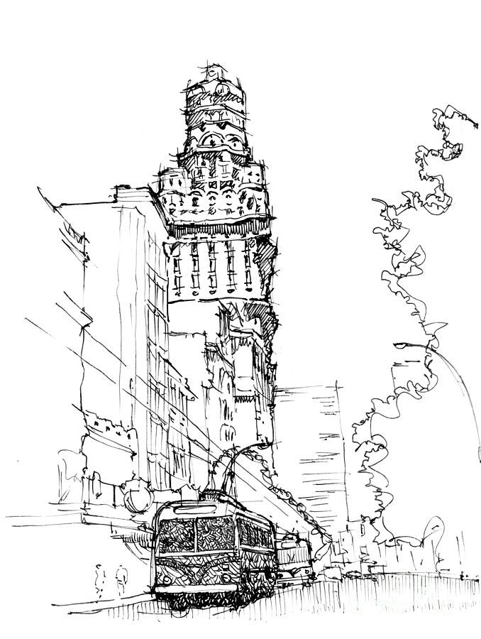 678x900 Old City Montevideo Drawing By Drawspots Illustrations - Old City Sketch