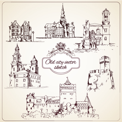 500x501 Old City Vector Sketch Free Download - Old City Sketch