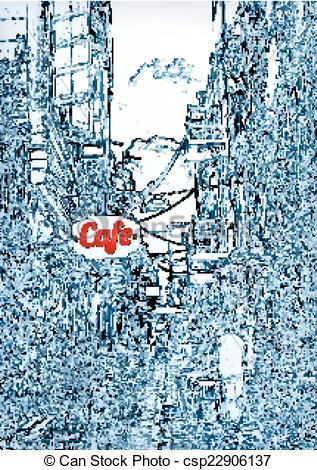 317x470 Series Of Street Cafes In The Old City. - Old City Sketch