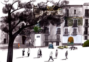 375x263 Spiritus Of Old City Drawing By Oksana Drachkovska Saatchi Art - Old City Sketch