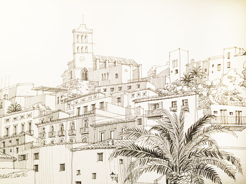 498x373 Dalt Vila - Old City Sketch