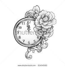 220x229 The 15 Best Vintage Clock Tattoo Drawings Images - Old Clock Sketch