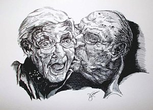 300x216 Old Couple Drawings - Old Couple Sketch