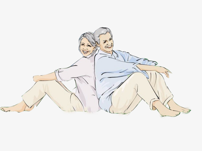 650x485 Back To Back Sitting Old Couple, Back To Back, Sit Down, Old - Old Couple Sketch