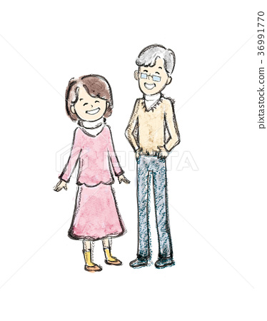 374x450 Elderly Couple, Old Couple, Husband And Wife - Old Couple Sketch