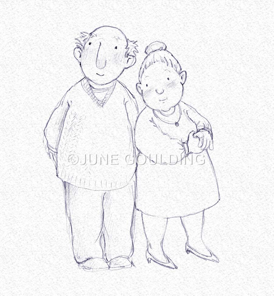 900x970 The Dust Of Everyday Life Grandparents And Skadamo 2014 - Old Couple Sketch