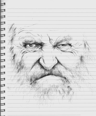 400x481 Old Man Biro Sketch By Xlunnyx - Old Guy Sketch