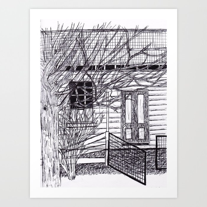 700x700 Old House Fineliner Sketch Art Print By Percy Society6 - Old House Sketch