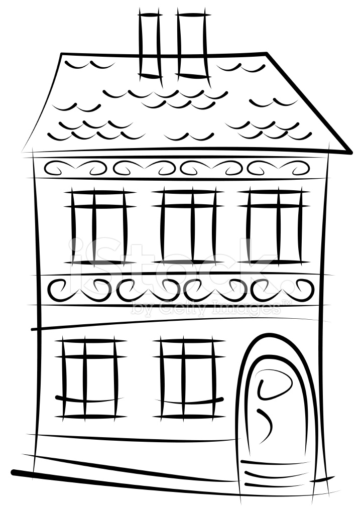 723x1024 Sketch Of Old House Isolated On White Background Stock Vector - Old House Sketch