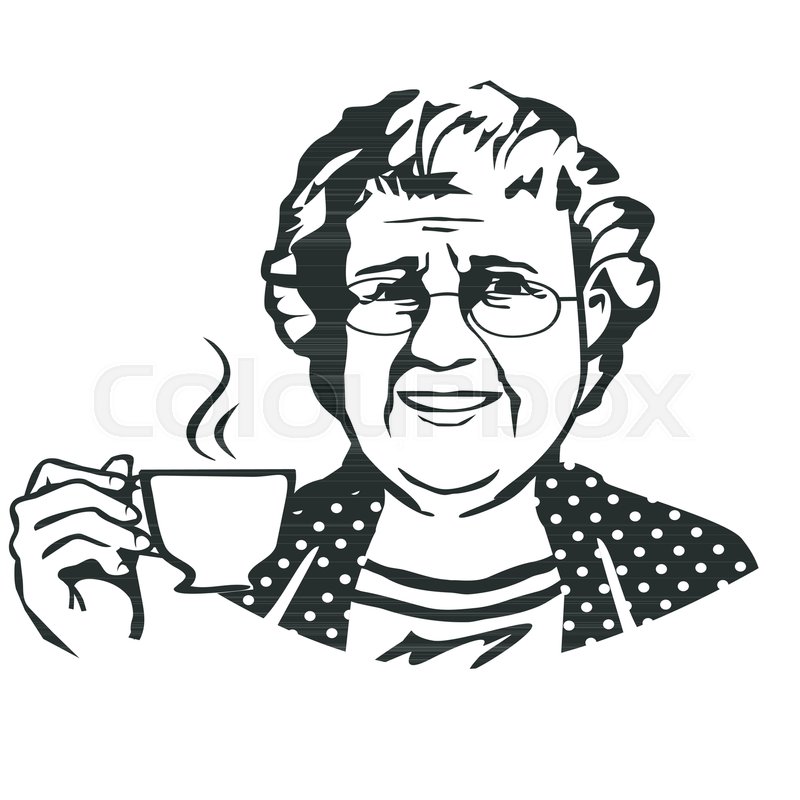 800x800 Old Lady With Cup.sketch Stock Vector Colourbox - Old Lady Sketch