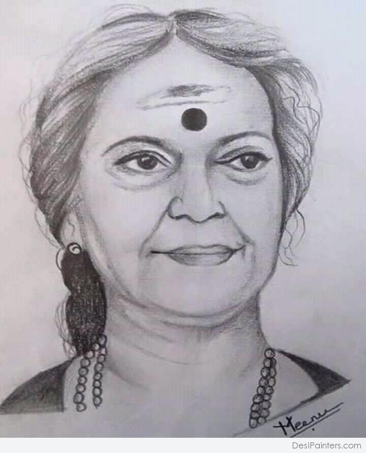 720x891 Pencil Sketch Of Old Lady - Old Lady Sketch