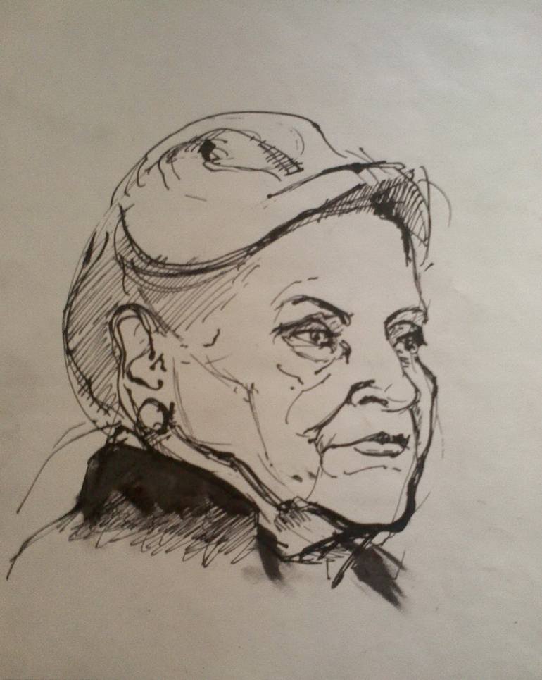 770x965 Portrait Of Old Lady Drawing By Andrija Reljanovic Saatchi Art - Old Lady Sketch