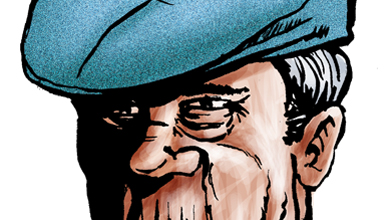 390x220 Old Man Cartoon Sketch Cartoon - Old Man Cartoon Sketch