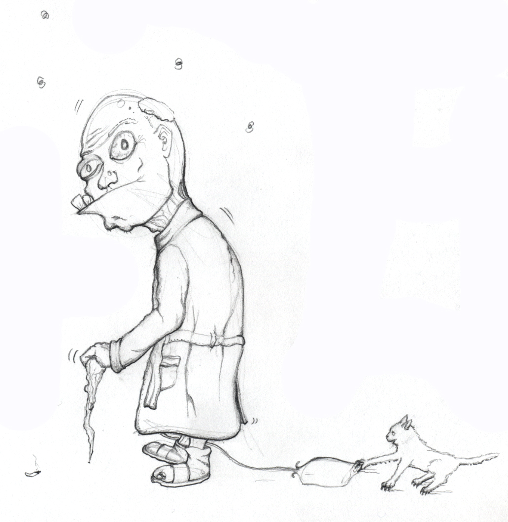 1031x1059 Old Man And His Carguy Lineweights - Old Man Cartoon Sketch