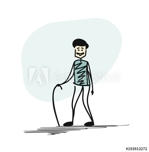488x500 Old Man Character. An Elderly Man Walking Cane. Cartoon Hand Drawn - Old Man Cartoon Sketch