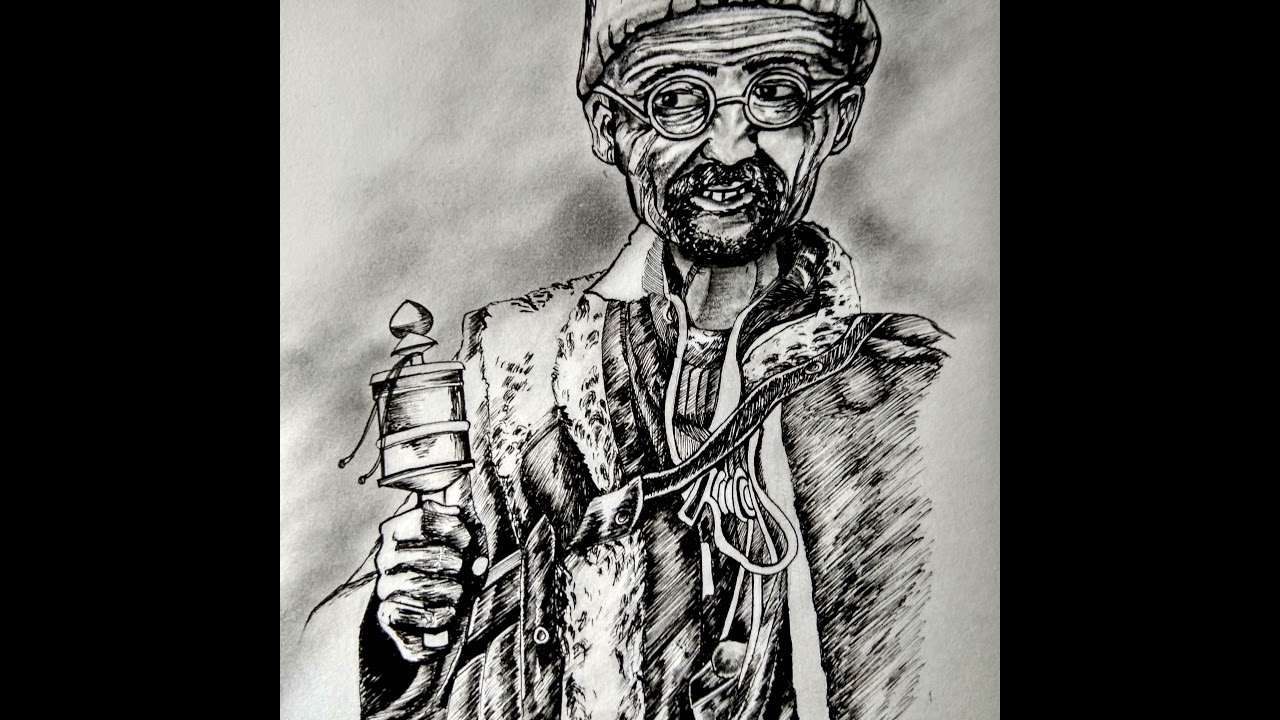 1280x720 Easy Pen Sketch - Old Man Face Sketch