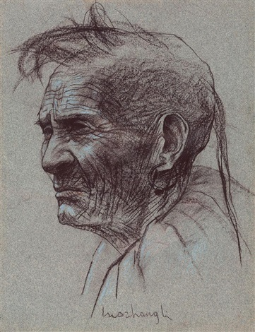 361x470 Portrait Of An Old Man Sketch By Luo Zhongli On Artnet - Old Man Sketch