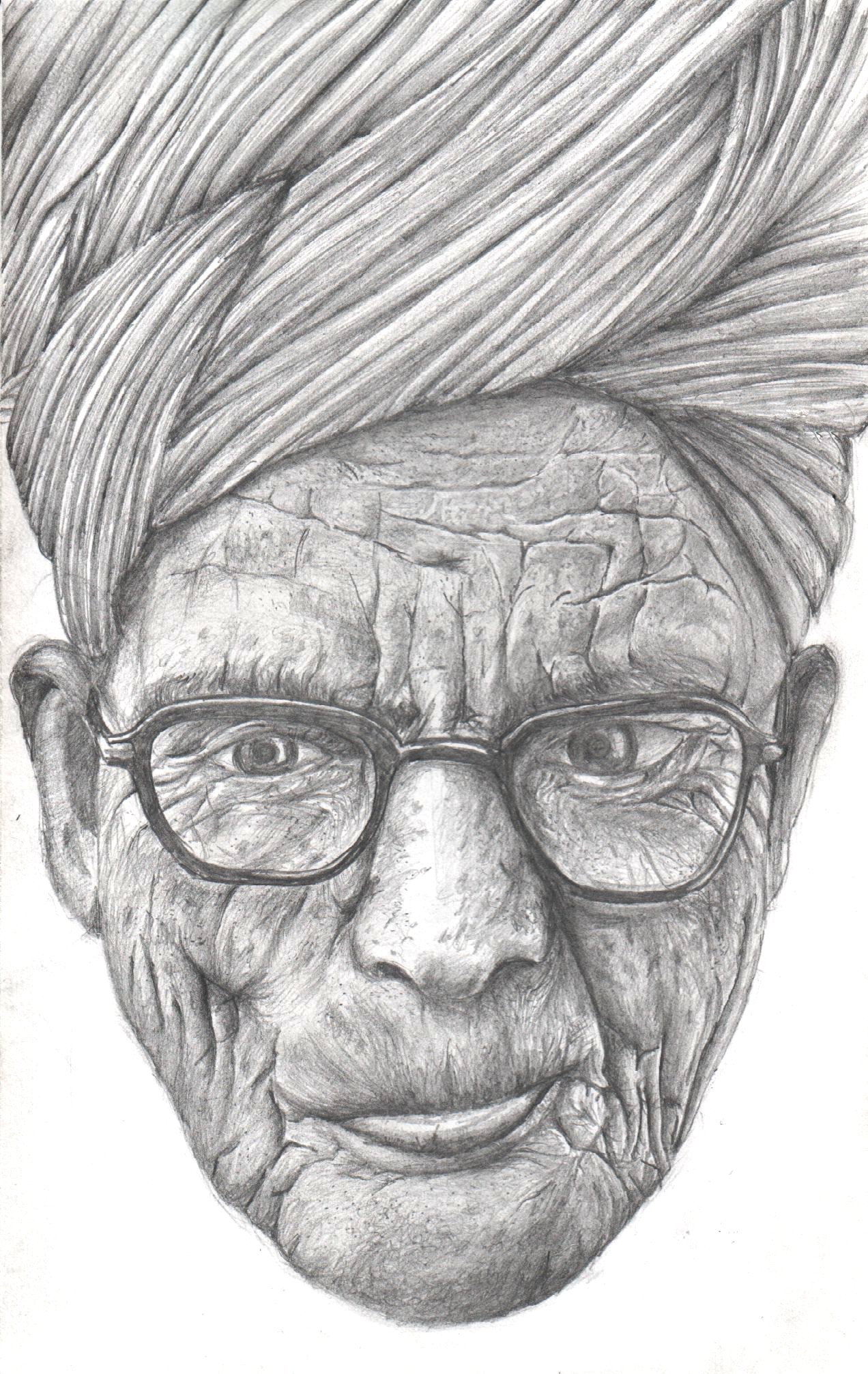 1272x2013 Sketch Of An Old Man Gv Prashanth - Old Man Sketch