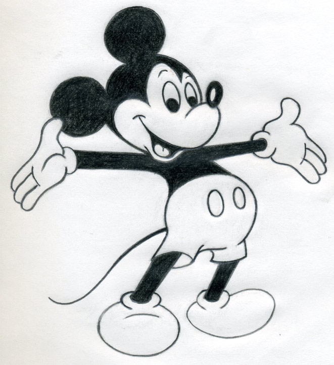 661x723 Draw Mickey Mouse - Old Mickey Mouse Sketch