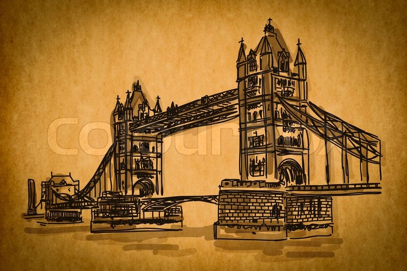 800x533 Free Hand Sketch Collection Bridge Tower, London, England On Old - Old Paper Sketch