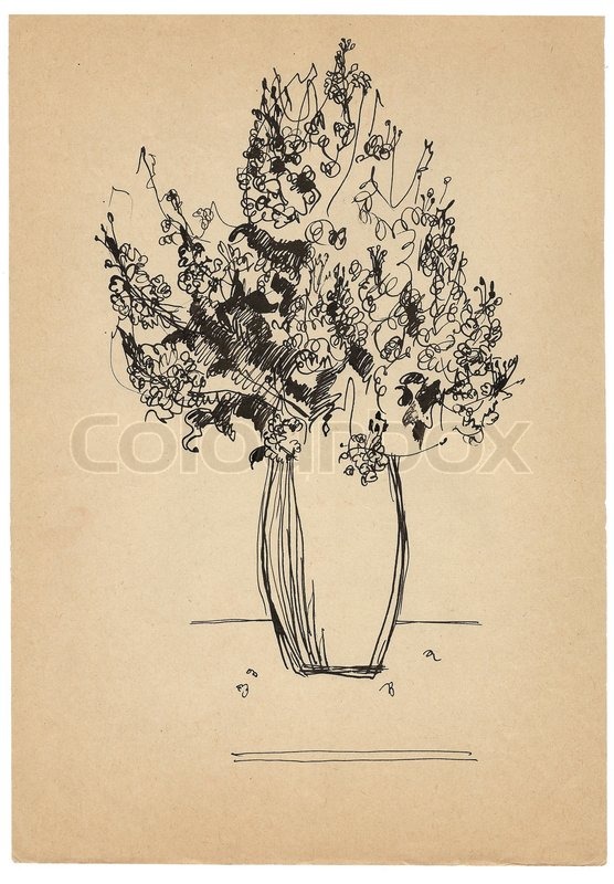 556x800 Pen Drawing Bouquet Sketch On Old Paper Stock Photo Colourbox - Old Paper Sketch