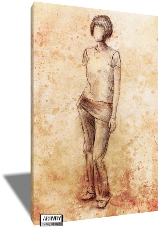 546x777 Sketch Of Female Figure On Old Paper, High Quality Print - Old Paper Sketch