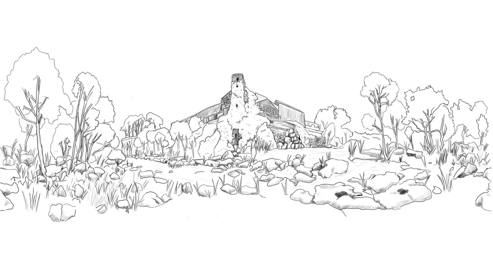 1920x1080 The Old Paper Mills, 360 Drawing. - Old Paper Sketch