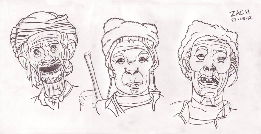 900x464 Crazy Old People Sketches By Zachbobbob - Old People Sketch