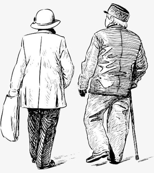 500x560 Sketch The Old Man Back Png, Man Clipart, Sketch Painting, Old Man - Old Person Sketch