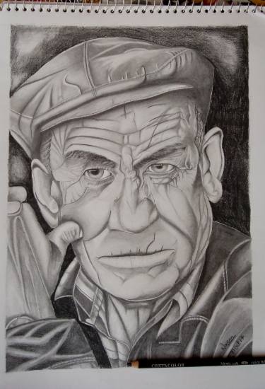 375x550 The Old Man Drawing By Naveen Kumar Saatchi Art - Old Person Sketch