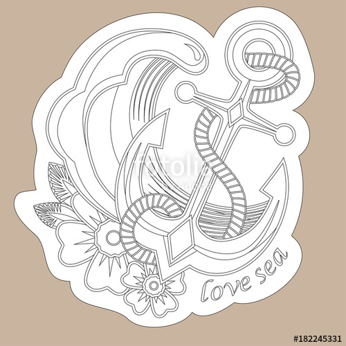 500x500 Sketch Of Old School Anchor Tattoo. A Sketch Of A Seaman, Sea - Old School Sketch