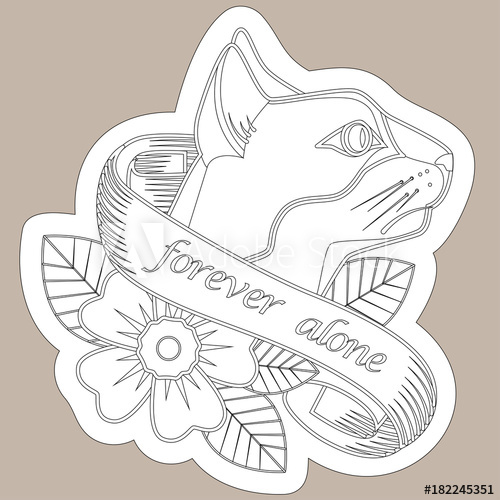 500x500 Sketch Of Old School Tattoo. A Sketch Of A Wild Cat, With Yellow - Old School Sketch