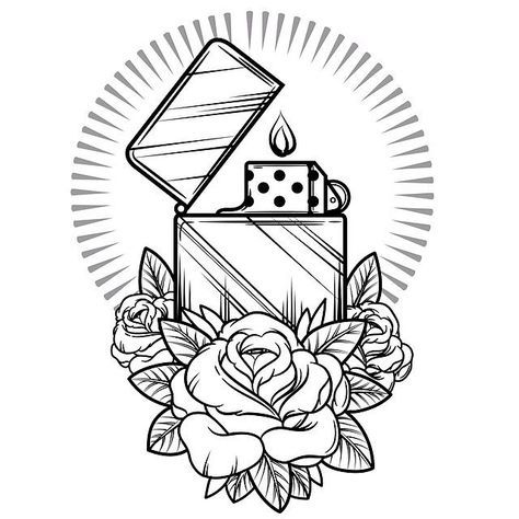 474x474 Zippo Old School Tattoo Sketch Tatuajes Tattoos - Old School Sketch