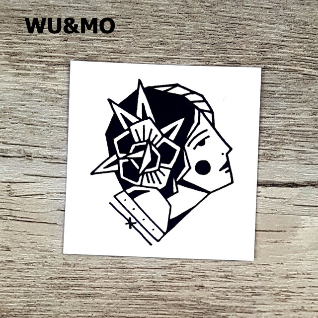 640x640 6x6cm Little Vintage Old School Style Black Sketch Women Temporary - Old School Sketch