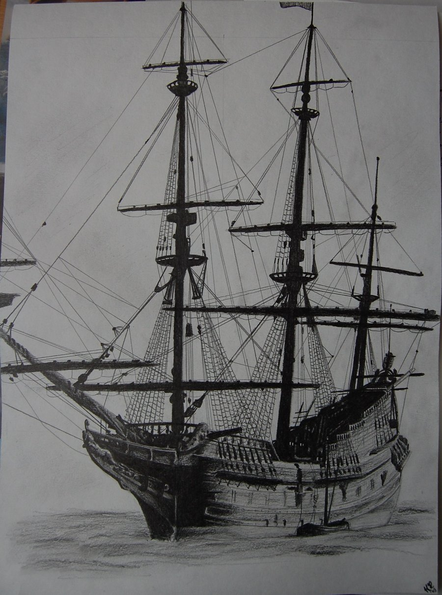 900x1211 Old Pirate Ship Drawing An Old Ship By Rammsteinrulez On - Old Ship Sketch