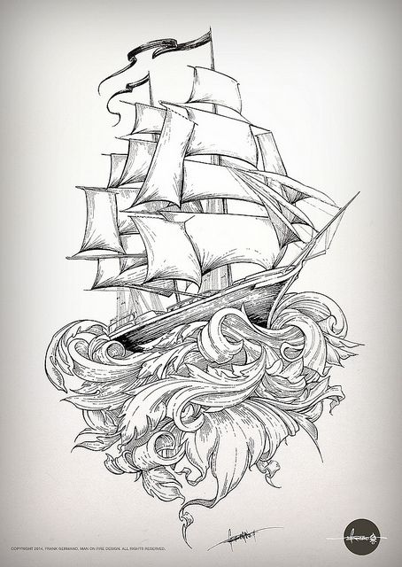 454x640 Old School Shipping Tattoo Tattoos, Tattoo Designs - Old Ship Sketch