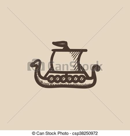 450x470 Old Ship Sketch Icon. Old Ship Vector Sketch Icon Isolated - Old Ship Sketch