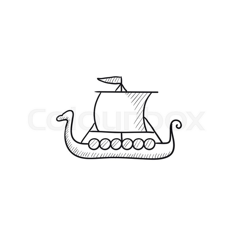 800x800 Old Ship Vector Sketch Icon Isolated On Background. Hand Drawn Old - Old Ship Sketch