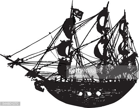 473x366 Hand Drawn Sketch Of Old Pirate Ship Premium Clipart - Old Ship Sketch