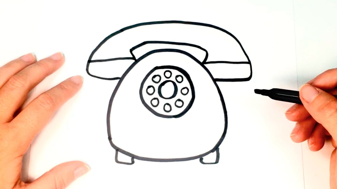 1280x720 How To Draw A Telephone For Kids Telephone Drawing Lesson Step - Old Telephone Sketch